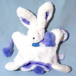 Lapin DOUDOU ET COMPAGNIE "Pompon" blanc et violet marionnette