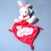 lapin SIMBA KIABI peluche blanche doudou rose happy night