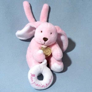 Lapin DOUDOU ET COMPAGNIE "Mon premier doudou" rose bouée