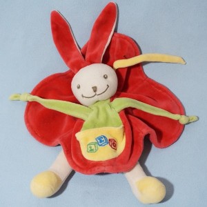 Lapin NOUNOURS doudou plat LEO rouge