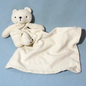 Ours SUCRE D'ORGE doudou Cajou beige, mouchoir