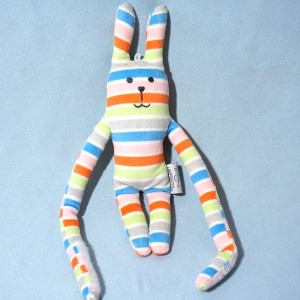Lapin DOMIVA doudou rayé multicolore