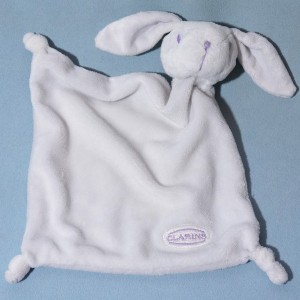 Lapin CLARINS doudou plat blanc et violet