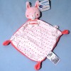 Lapin MOTS D'ENFANTS doudou plat rose et blanc coeurs