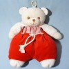 Ours TARTINE & CHOCOLAT doudou range pyjama rouge et beige