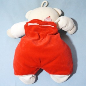 Ours TARTINE & CHOCOLAT doudou range pyjama rouge et beige
