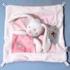 Lapin NICOTOY SIMBA doudou carré plat rose "Tu es ma princesse"