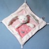 Lapin NICOTOY SIMBA doudou carré plat rose "Tu es ma princesse"