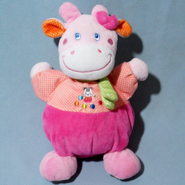 Vache MOTS D'ENFANTS sos doudou peluche rose