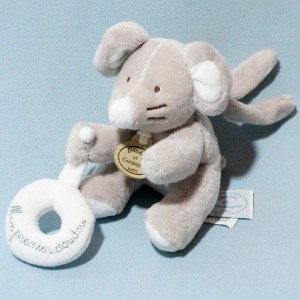Souris DOUDOU ET COMPAGNIE "Mon premier doudou" gris beige bouée