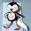 Pingouin SUCRE D'ORGE doudou Cajou bleu marine et blanc mouchoir blanc