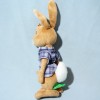 Lapin HOP doudou peluche marron en chemisette bleu