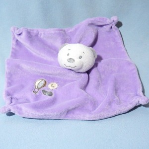 Ours carré plat violet montgolfière soleil nuage