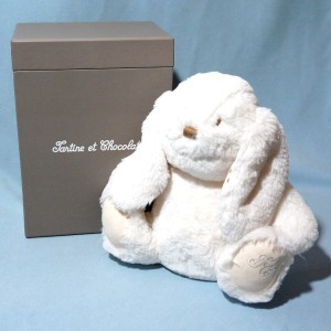 Lapin TARTINE & CHOCOLAT doudou peluche musical blanc écru