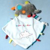 Éléphant NICOTOY SIMBA doudou carré plat blanc