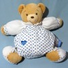 Ours KALOO doudou boule blan coeurs bleus