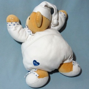 Ours KALOO doudou boule blanc coeurs bleus