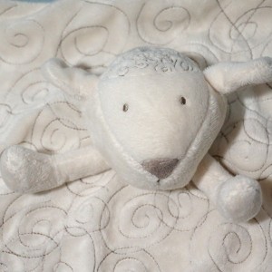 Mouton OBAIBI doudou carré plat beige, spirales marron