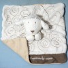 Mouton OBAIBI doudou carré plat blanc écru, spirales marron