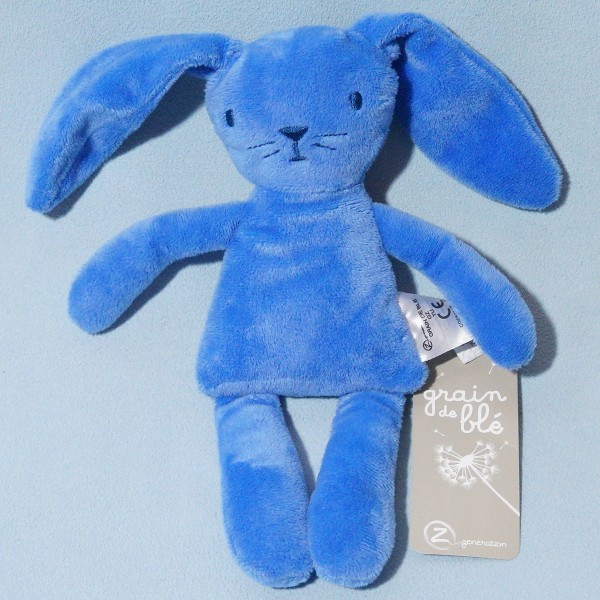 Lapin GRAIN DE BLE doudou bleu