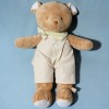 Ours NOUKIES doudou salopette beige et foulatd vert