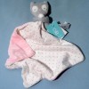 Chouette OBAIBI doudou carré plat  rose et gris