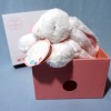 Lapin DOUDOU ET COMPAGNIE "Pompon" blanc et rose 25 cm