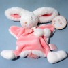 Lapin DOUDOU ET COMPAGNIE "Pompon" plat blanc et rose corail