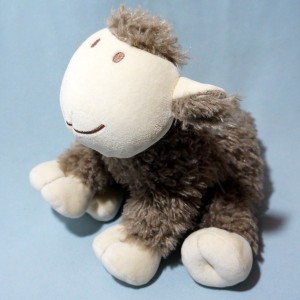 Mouton NATURE ET DECOUVERTES doudou peluche marron et beige
