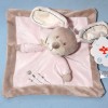 Lapin NICOTOY doudou carré plat rose