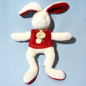 Lapin BABY NAT  sos doudou blanc et rouge