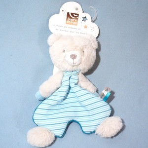 Ours SUCRE D'ORGE doudou bleu turquoise