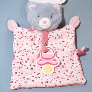 Chat SUCRE D'ORGE doudou fleurs rose Tétinou