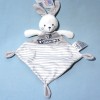 Lapin MOTS D'ENFANTS doudou plat gris et blanc Trop Mimi