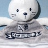 Lapin MOTS D'ENFANTS doudou plat gris et blanc Trop Mimi