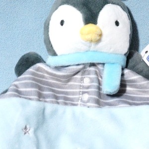 Pingouin MOTS D'ENFANTS doudou plat gris et bleu