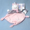 Licorne MOTS D'ENFANTS doudou plat rose et gris étoiles