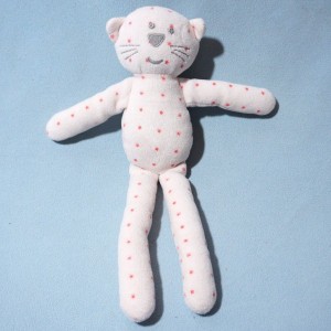 Chat BOUT'CHOU doudou blanc étoiles rose