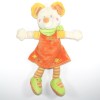MOTS D'ENFANTS doudou souris jaune, orange et foulard vert