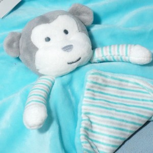 Singe OBAIBI doudou carré plat  bleu