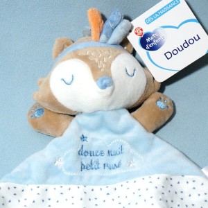 Renard MOTS D'ENFANTS doudou plat "douce nuit petit rusé"