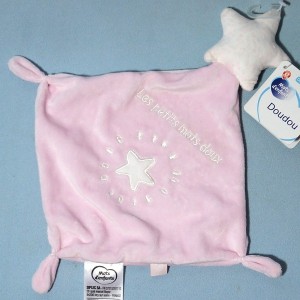 étoile MOTS D'ENFANTS doudou plat rose "Les petits mots doux"