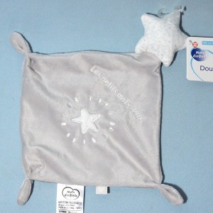 étoile MOTS D'ENFANTS doudou plat gris "Les petits mots doux"