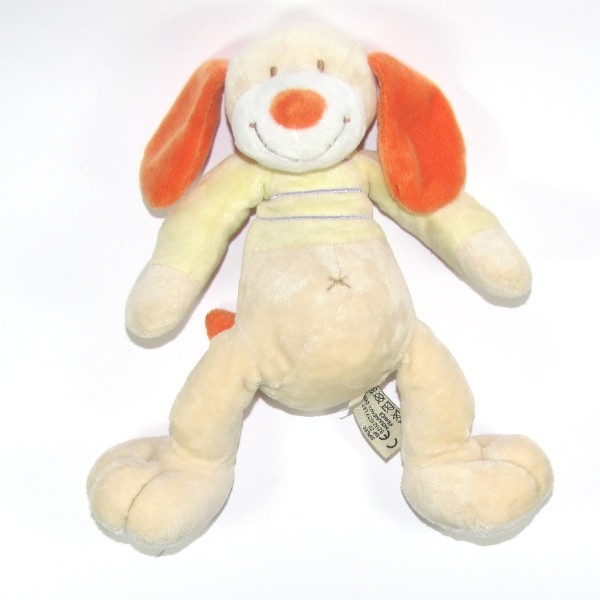 MOTS D'ENFANTS doudou chien beige, orange et jaune