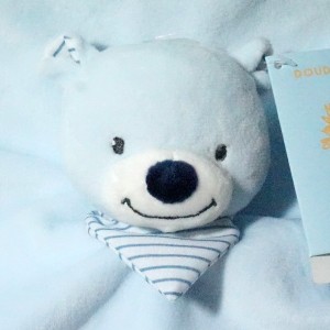 Ours BOUT'CHOU doudou carré plat bleu il était un petit navire