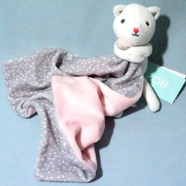 Chat OBAIBI doudou carré plat rose et gris