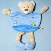 Ours TEX CARREFOUR doudou plat bleu train