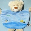 Ours TEX CARREFOUR doudou plat bleu train