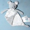Souris OBAIBI doudou plat gris et blanc étoiles lunes