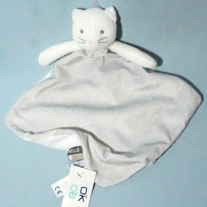 Chat OBAIBI doudou carré plat gris et blanc